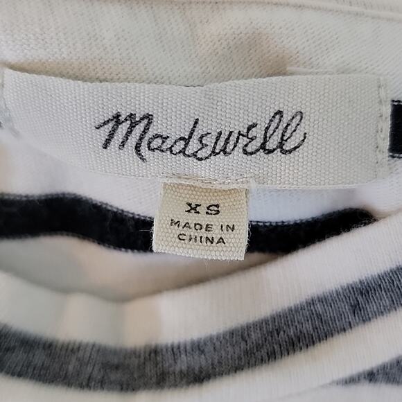 Madewell Keys 3/4 Sleeve Stripe Top in Natural Soft Gray XS - Picture 11 of 14